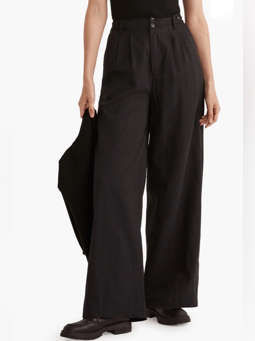 Madewell NWOT Harlow Wide Leg Pants 6 Black